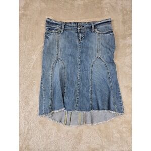 Vintage Special Edition Old Navy Denim Skirt Blue Midi A Line Frayed Hem Size S